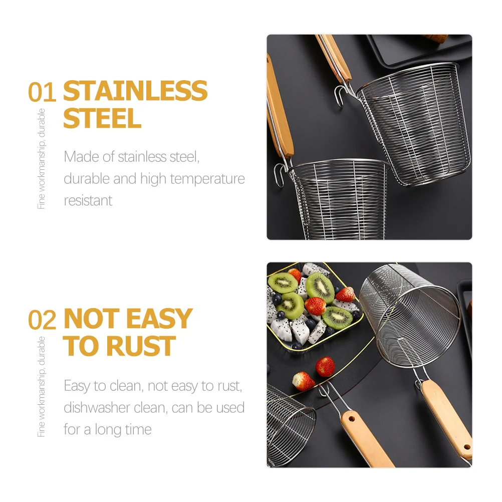 

Stainless Steel Noodle Strainer Rust-Proof Mesh Pasta Basket For Boiling Kitchen Cooking Home Restaurant Use