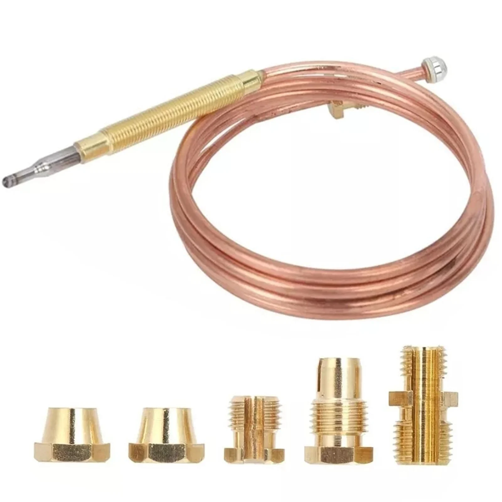 60cm Gas Stove Thermocouple Heater Part Burner Universal Fireplace Replacement Kit Adapter Temperature Controller With 5Pcs Nuts