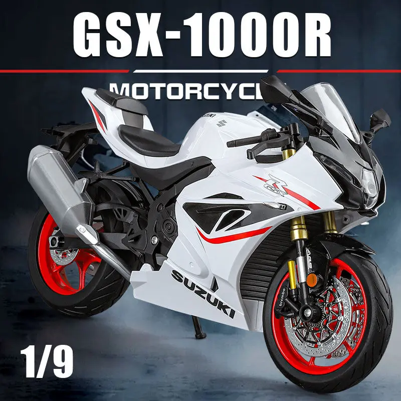 1:9 Suzuki GSX-1000R Alloy Racing Motorcycle Model Simulation Diecast Metal Street Sports Motorcycle Model Sound Light Kids Gift