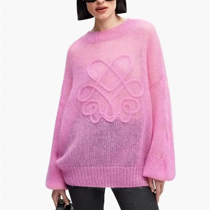 

Casual round Ne Long Sve Knit Sweater Autumn Winter New Sle Loose Fit Comfortable Breathable Color Commute Faion