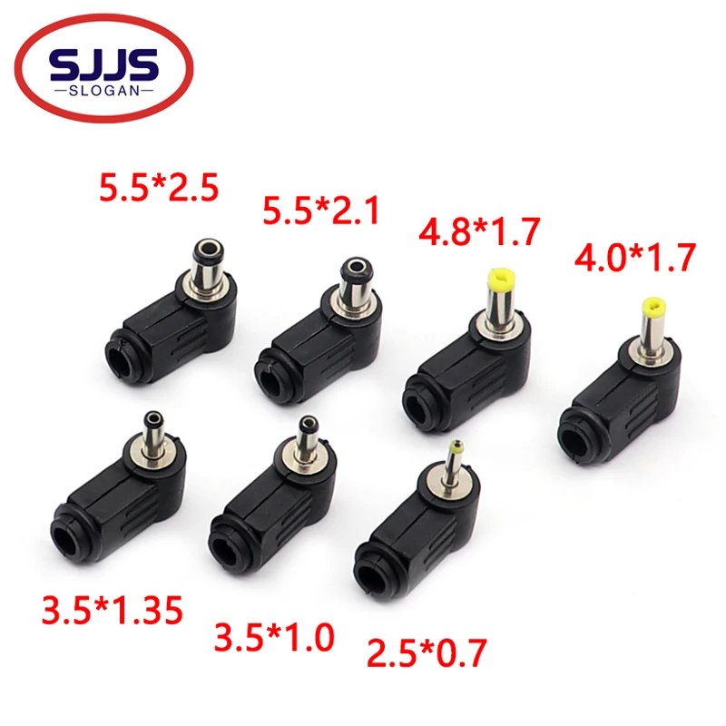 【10-5PCS】DC plug 90 degree elbow 5.5*2.1mm DC power plug wiring assembly 5.5*2.5mm welding wire type 4.8x1.7mm 4.0x1.7  3.5x1.35