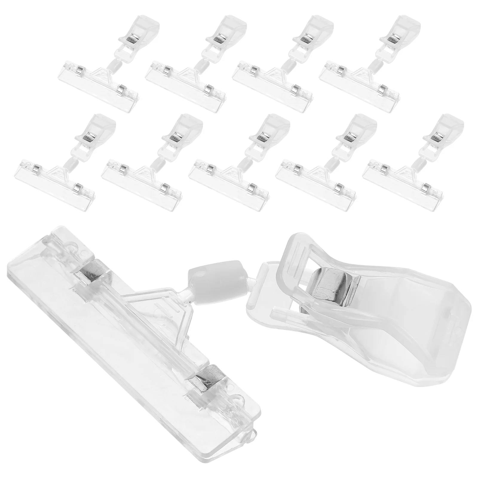 10 個値札ポスタークリップクリアクリップ小売店用品小さな看板ホルダープラスチック両面調整可能な回転可能