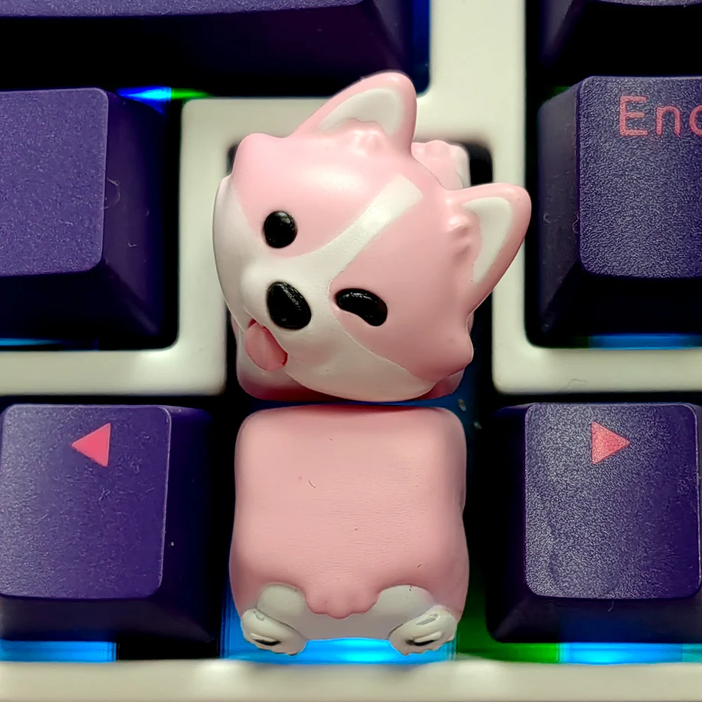 Pink Corgi Resin Keycaps Cross Switch Mechanical Keyboard Aula F87pro Crush80 Evo80 Gx87 Raven68 Keycap Customize Arrow Keycaps