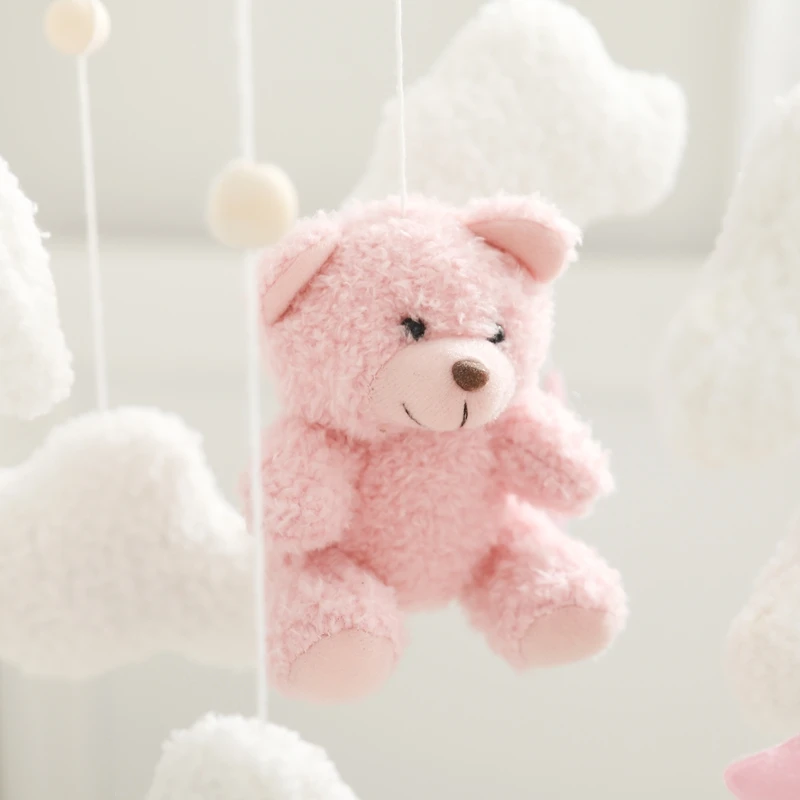 Baby Krippe Mobile Rassel Spielzeug Für 0-12 Monate Cartoon Filz Wald Tier Bett Glocke Hängen Holz Halterung Mobile newbaby Rassel Spielzeug – Detail 18