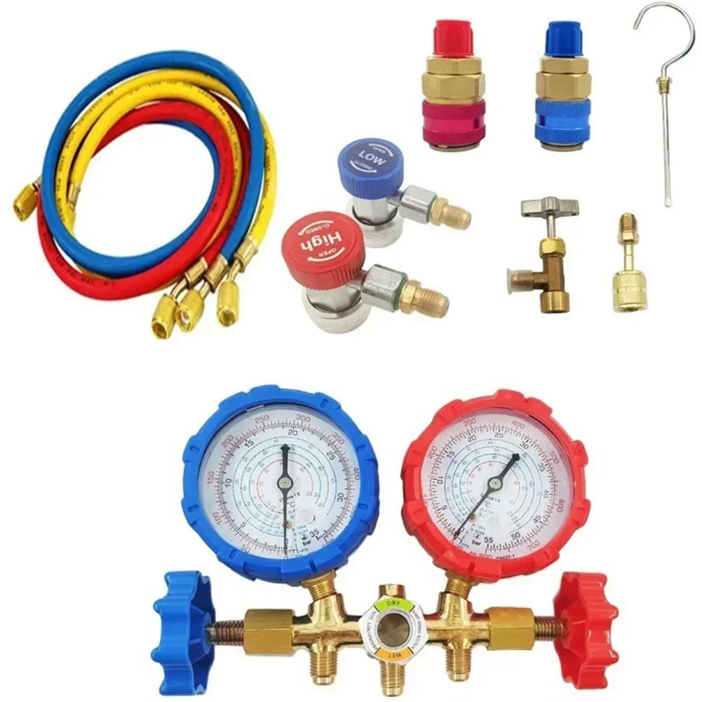 

1set Double Meter For R410A R32 R404A R134A Car Air Conditioning Fluoridation Table Pressure Gauge Refrigerant-Dual Gauge Valve