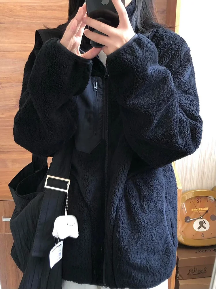 Куртка из овечьей шерсти Аляска, женская водолазка из воловьей кожи, прочная однослойная школьная куртка, фиолетовая, нечеткая, офисная, теплая, эстетика для похудения