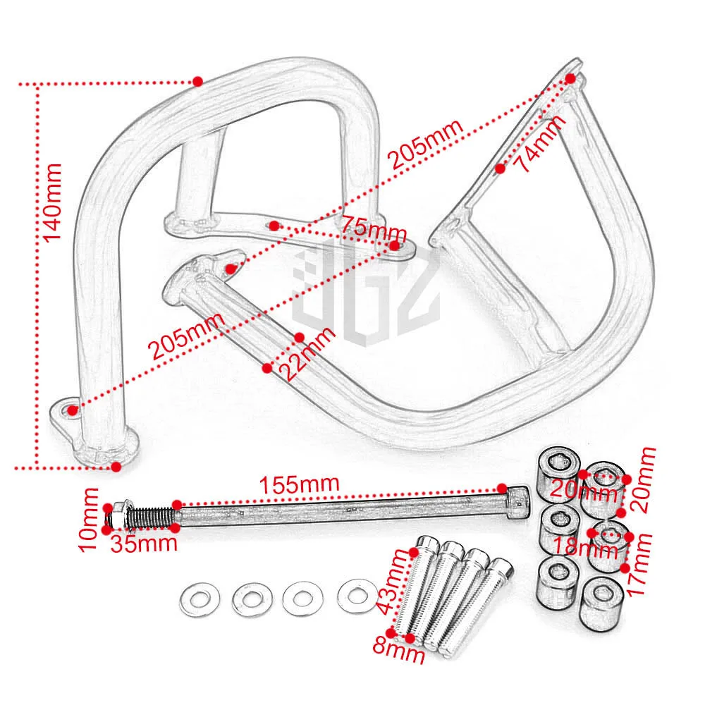 Barre de pare-chocs en acier pour moto, protection de cadre, tube de protection, cadre pour Husqvarna Svartpilen 401 250 Vitpilen 250 2018 - 2021