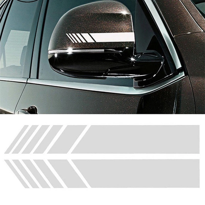 2 pçs universal auto adesivo de carro não desbotamento moda cor listra adesivo de carro tiras de corrida espelho retrovisor lateral decoração decalque