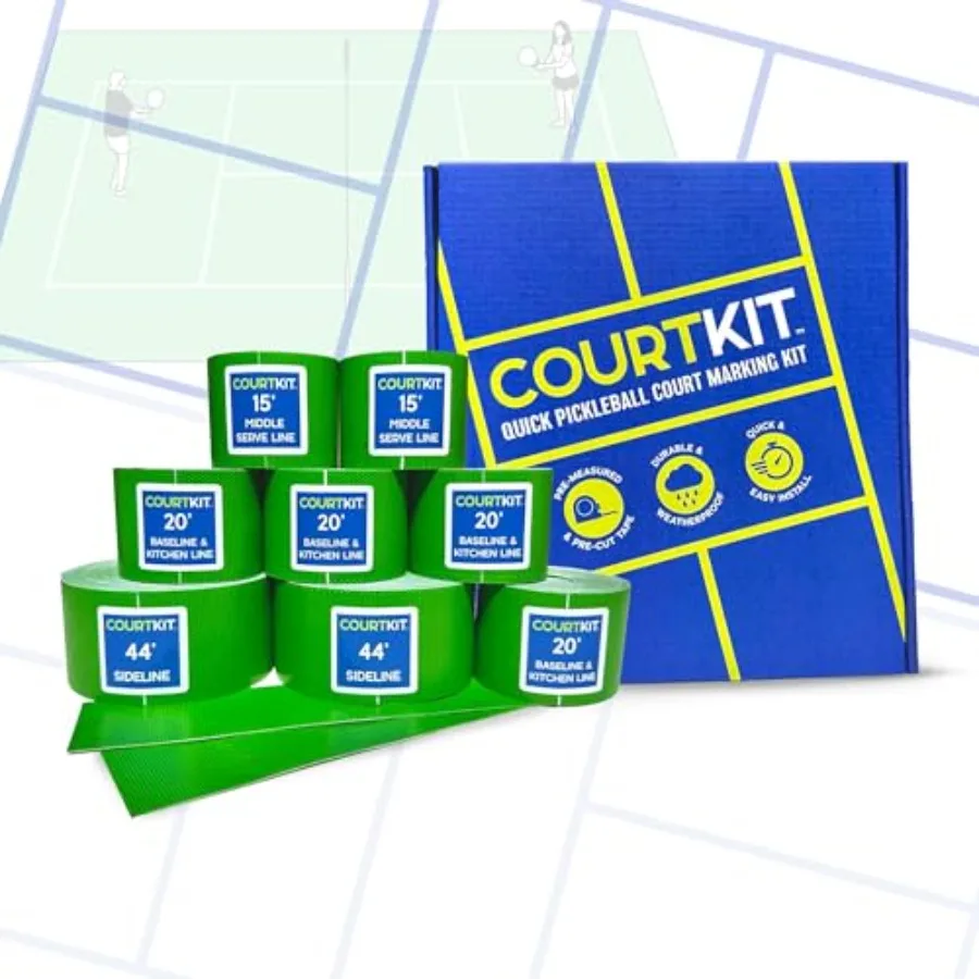 

Pickleball Court Marking Kit Pre-Measured Pre-Cut Ready-to-Apply Pickleball Court Tape for Indoor and Outdoor Waterproof Easy S