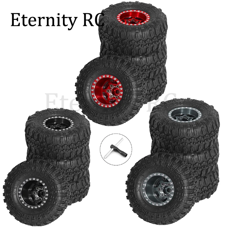 

4PCS 57mm 1.0" Metal Beadlock Wheel Tire Set for 1/18 1/24 RC Crawler Car TRX4M SCX24 AX24 FCX24 Upgrade Accessories