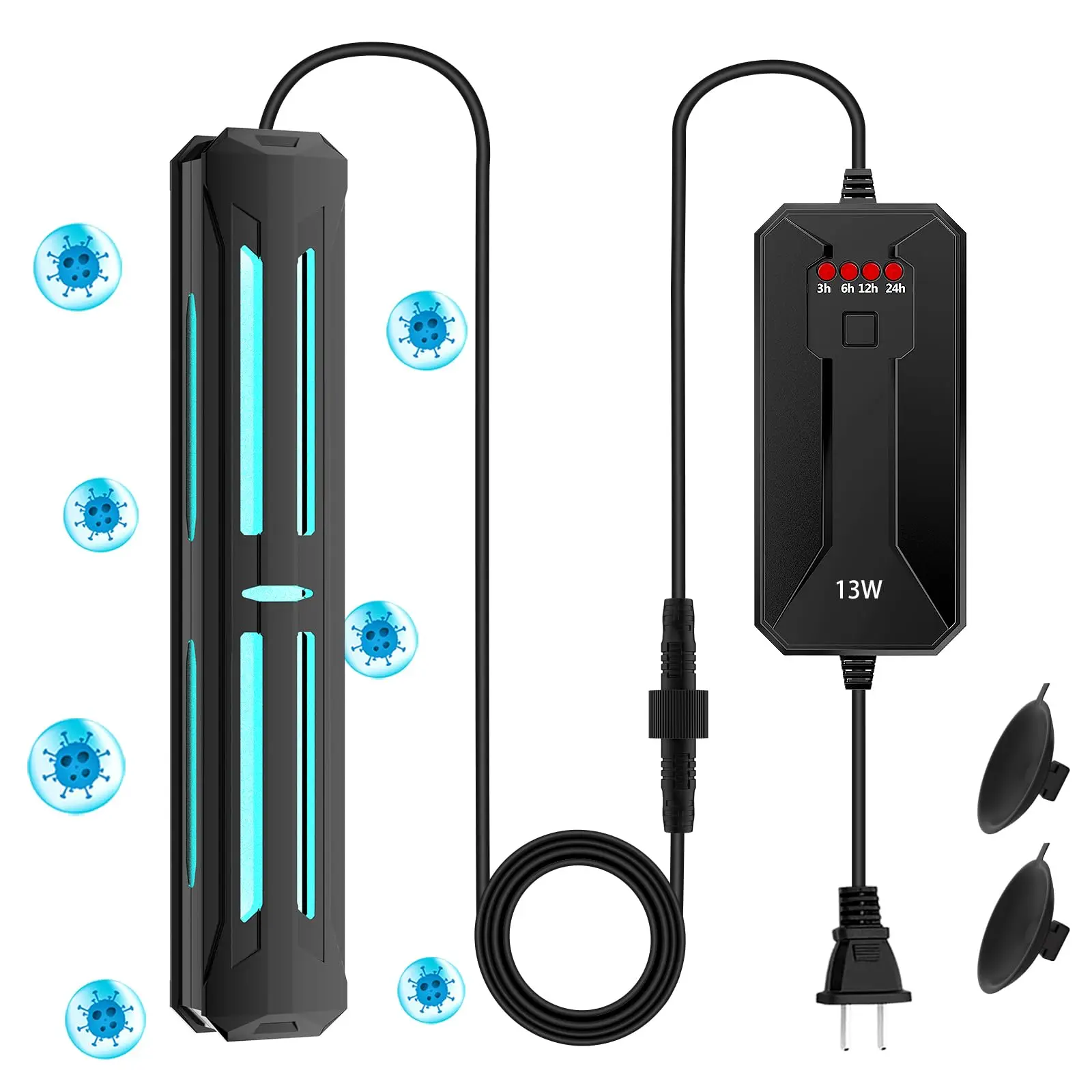 Fish Tank UV Sterilization Lamp With Protective Cover And Timer Aquarium Disinfection Accessories Waterproof 5W/9W/13W