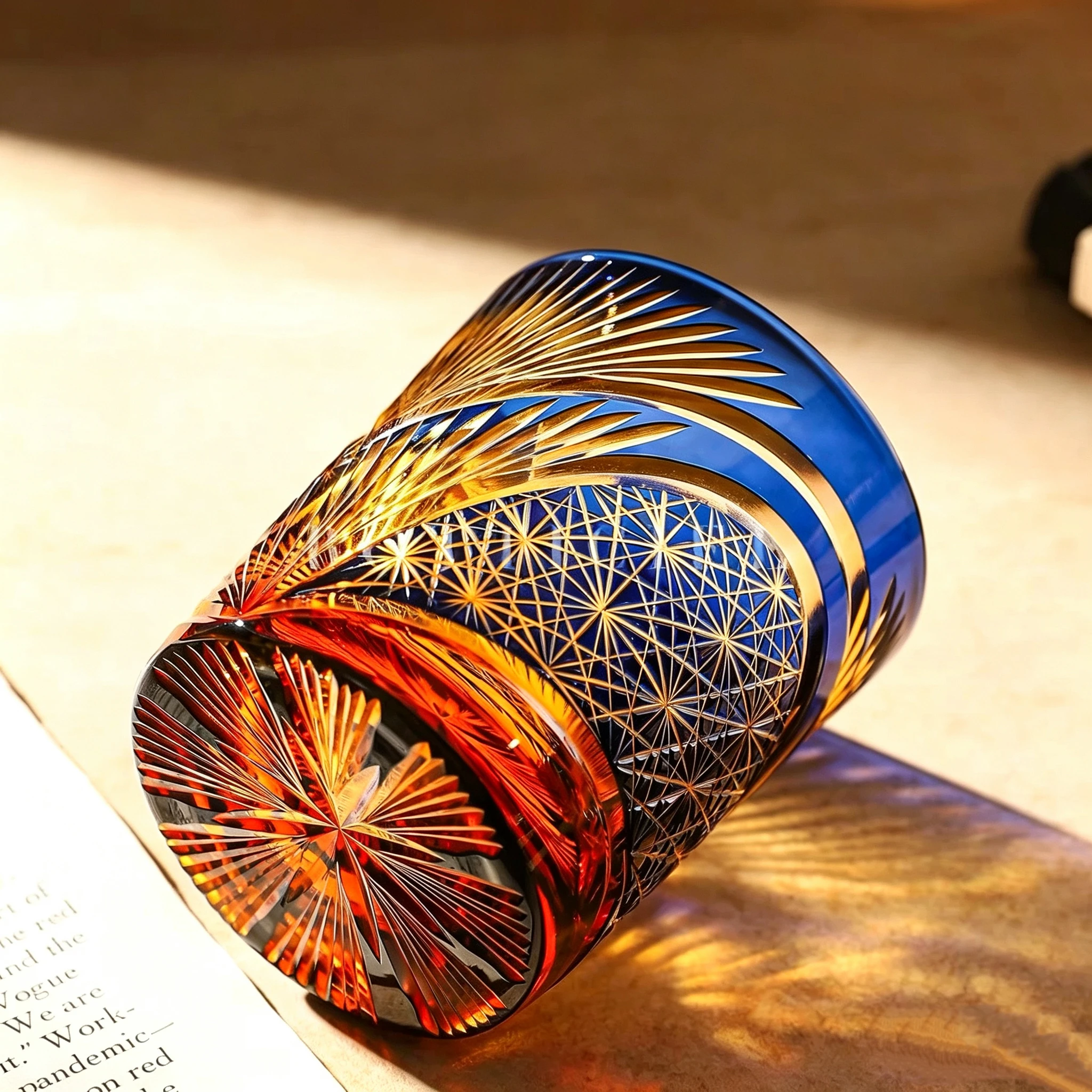 Color-Engraved Crane Feather Whiskey Glass, Traditional Craftsmanship, Hand-Blown, Never Fades, Hand-Carved Glass Cup, High-End Luxury, Niche and Unique Glass Cup, Wine Glass, Birthday Gift, Preferred Gift Choice