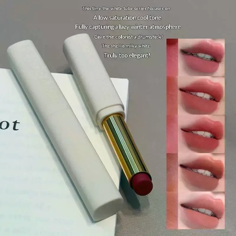 HERORANGE كريم أحمر شفاه غير لامع منخفض التشبع مخملي ليس من السهل أن يبهت أحمر شفاه غير لامع ملمع شفاه مقاوم للماء مكياج دائم