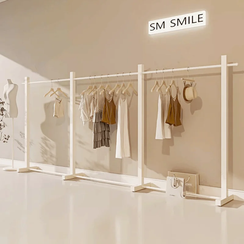 Custom. Black Clothing Store Display Stand Floor Simple Thickened Iron Clothes Rack Unisex Wear Shop Zhongdao Display Rack