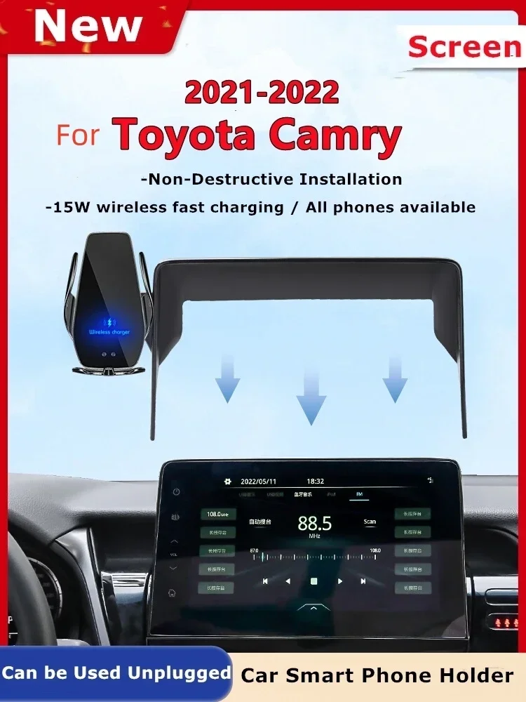 2021-2022 For Toyota Camry 8th Gen Car Screen Phone Holder Wireless Charger Navigation Modification Interior 8/10.1 Inch Size