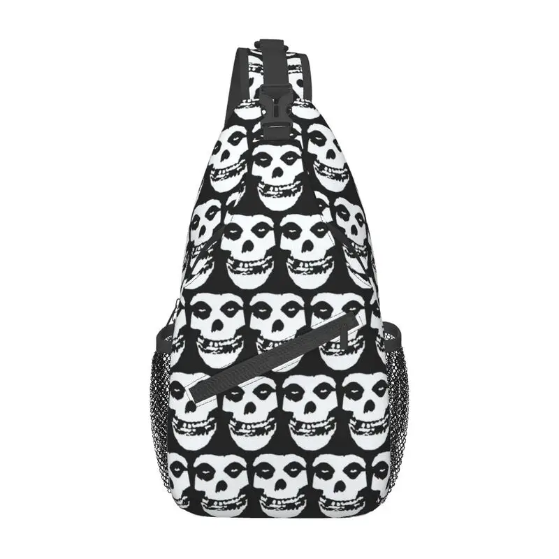 

Horror Misfits Skull Face Sling Crossbody Chest Bag Men Cool Punk Rock Music Shoulder Backpack for Travel Cycling