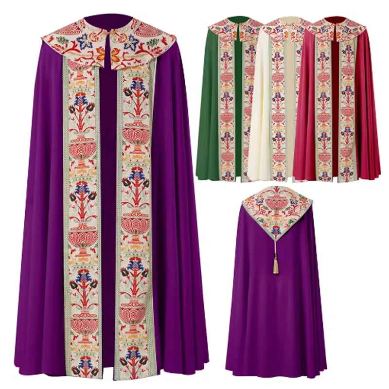 

Mens Medieval Church Clergy Cloak Adult Renaissance Long Cape Robe Cosplay Costumes for Halloween Party