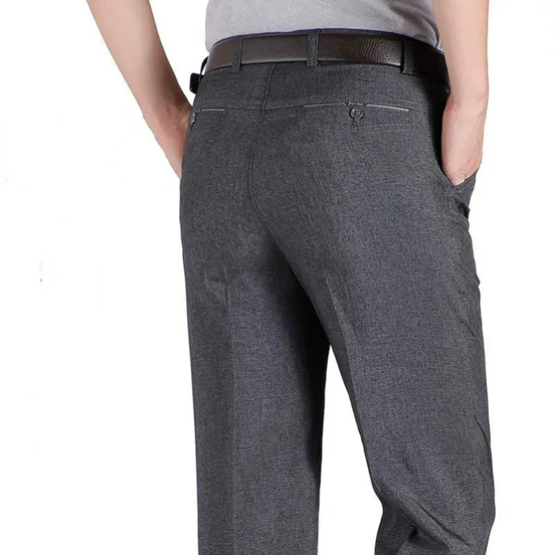 Pantalones de traje de cintura alta para hombre, Pantalones rectos de alta calidad, pantalones formales, pantalones clásicos de talla grande,