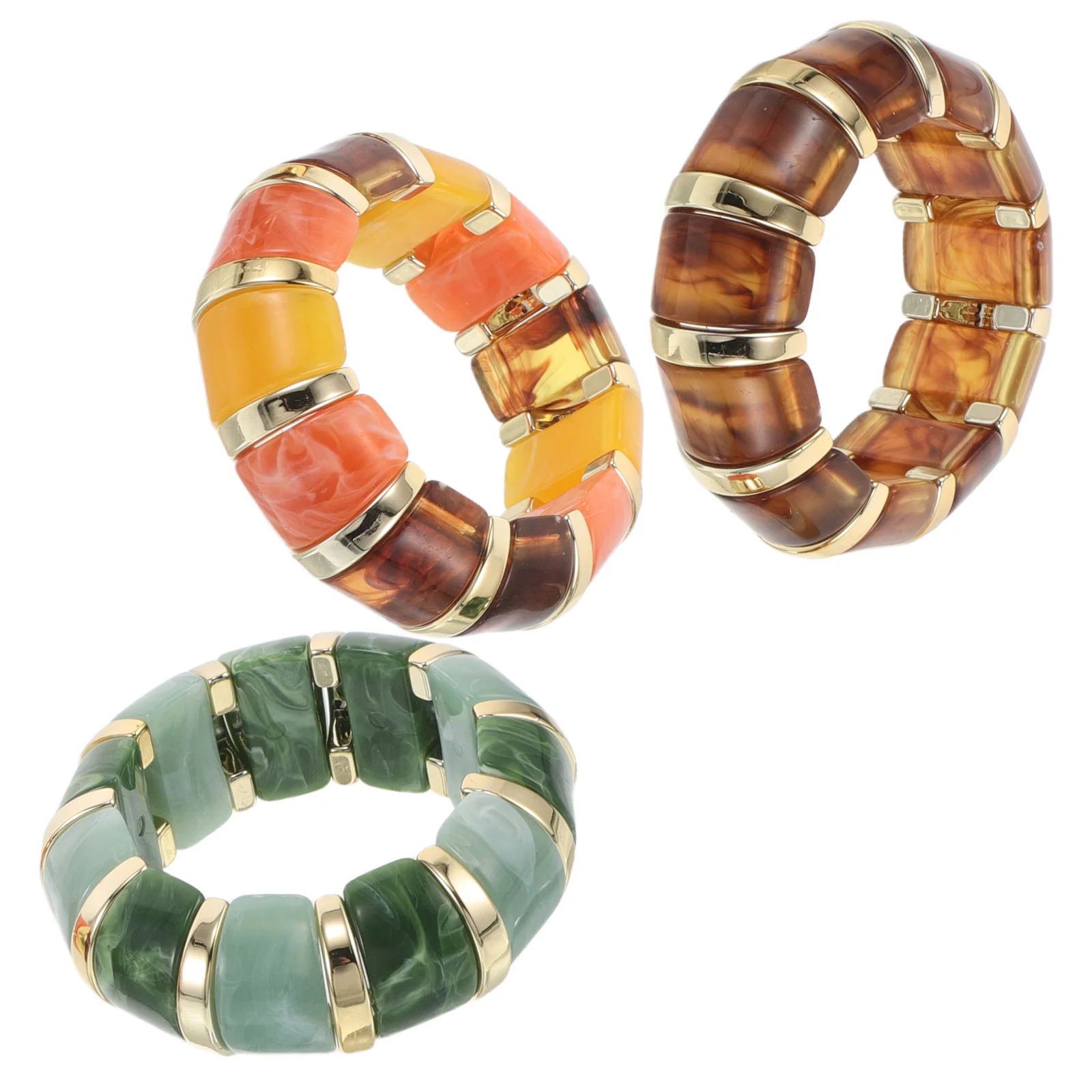 

3Pcs Fashion Bracelets Chunky Geometric Acrylic Wide Stretch Cuff Bohemian Stylish Statement Stackable Wristbands