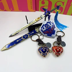 22cm Link Vintage Upgrade Master Sword with Hollow Heart Keychain LoZ Game Peripheral Metal Sword Model Keychains Jewelry Gifts