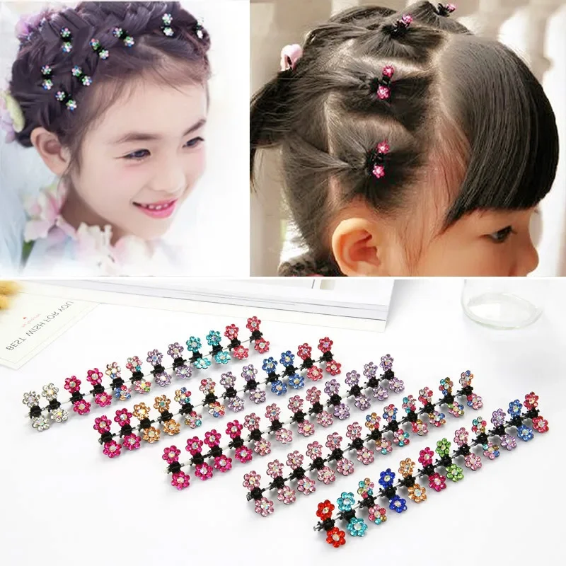 Hair Accessories 6pcs / Many Girls Sweet Crystal Rhinestone Flowers Mini Hair Claw Clip Hair Clip Summer Personality Sweet Pins