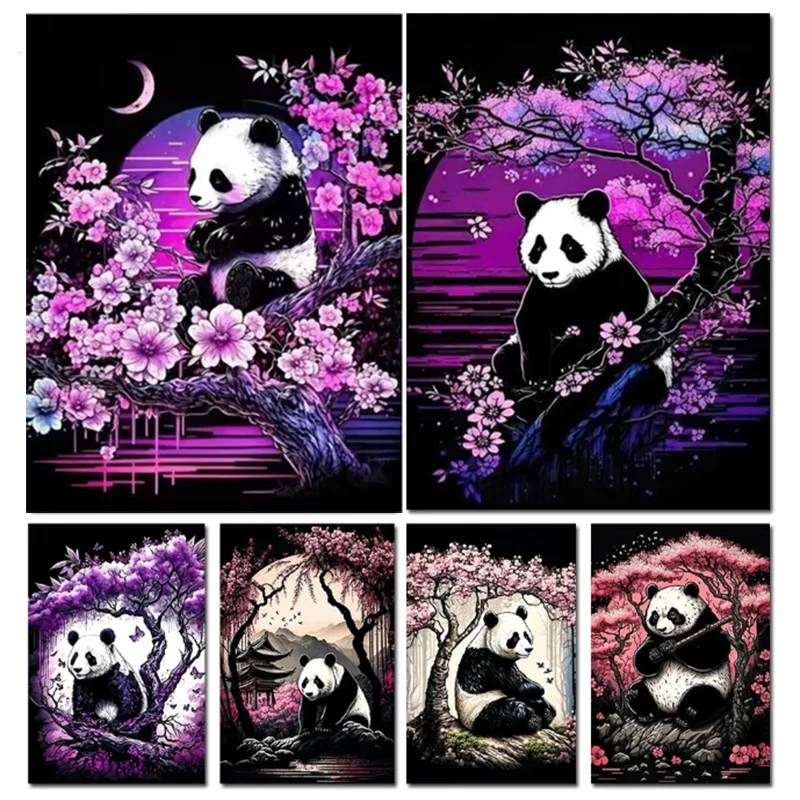 

DIY 5D Diamond Painting Panda Full Square Round Diamond Embroidery Flowers Diamond Mosaic Jewelry Animal Cross Stitch Kits