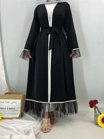 이드 아바야 카디건 파티 드레스 여성 무슬림 긴팔 잘라비야 라마단 롱 아바야 베스티도스 라르고스 카프탄 아랍 롱 로브