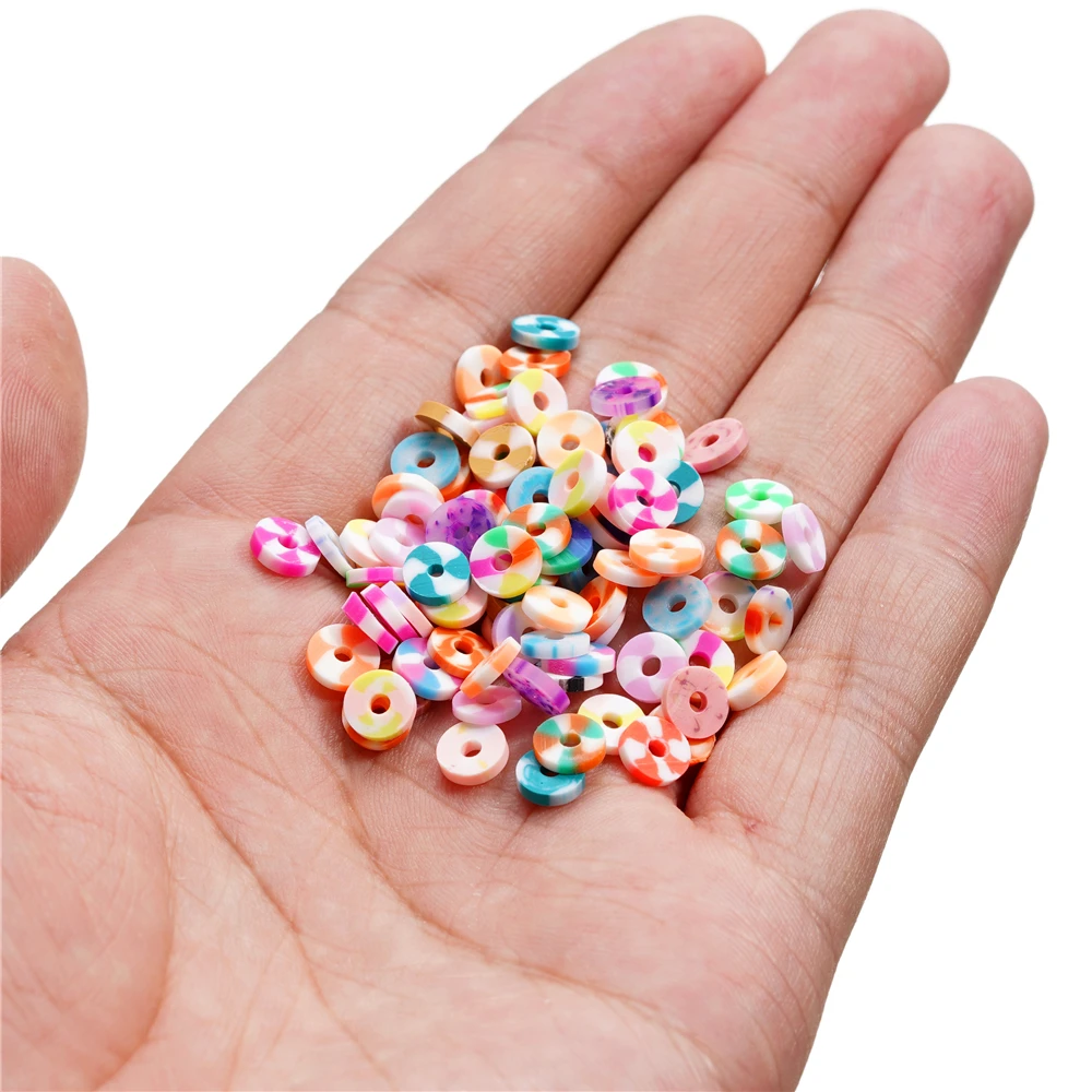350Pcs/Lot 6mm Flat Round Polymer Clay Beads Loose Spacer Beads for Jewelry Making DIY Needlework Bracelet Necklace Earrings image 5