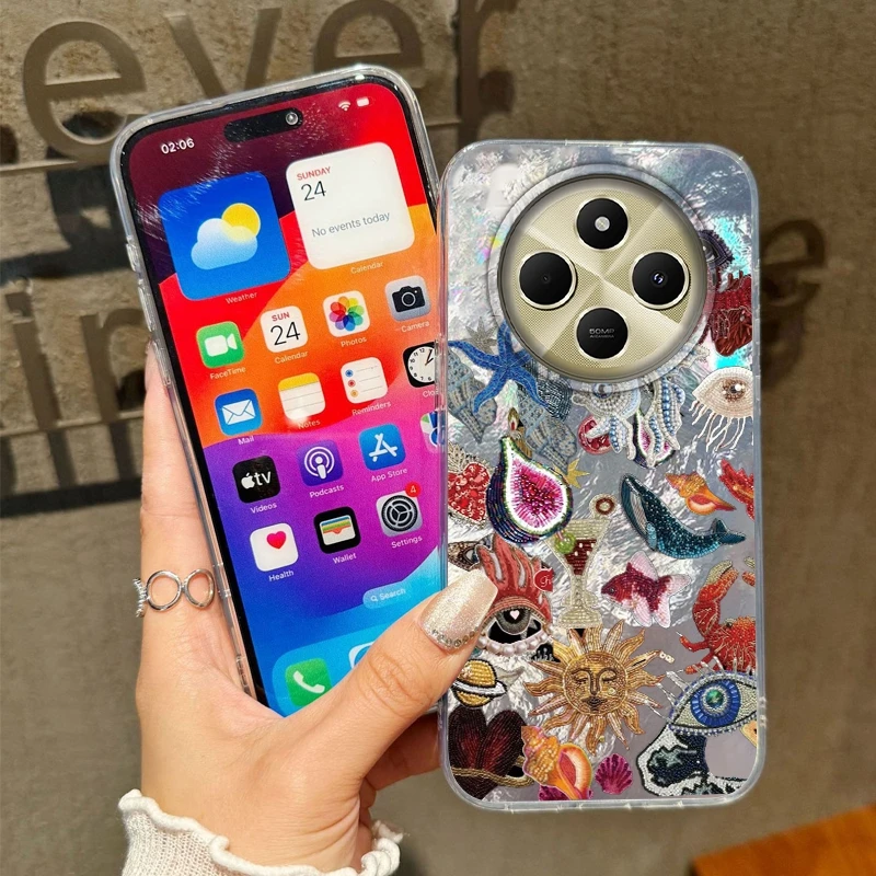 Retro Sun Planet Cocktail Fruit Women Phone Case For Xiaomi Poco X7 Pro X3pro X5 M6 X6 X3 NFC M5s M6 C61 Bumper Fundas Cover