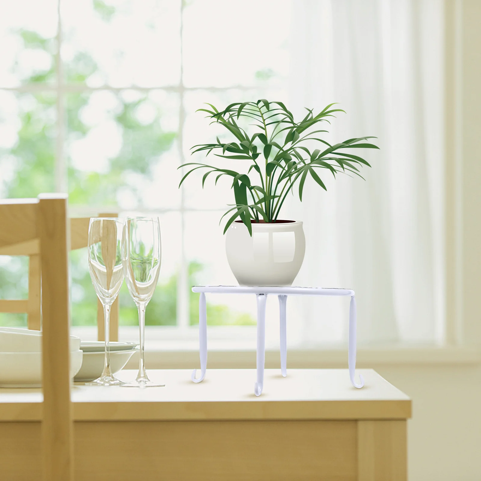 

1Pcs Metal Flower Stand Hollow Design Indoor Plant Shelf Floor Balcony Simple Decorative Flowerpot Base Flower Stand