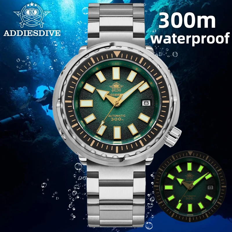 

ADDIESDIVE Stainless Steel Men's Automatic Mechanical Watches Super Luminous Sapphire Glass 30Bar Waterproof Diving Man Watch