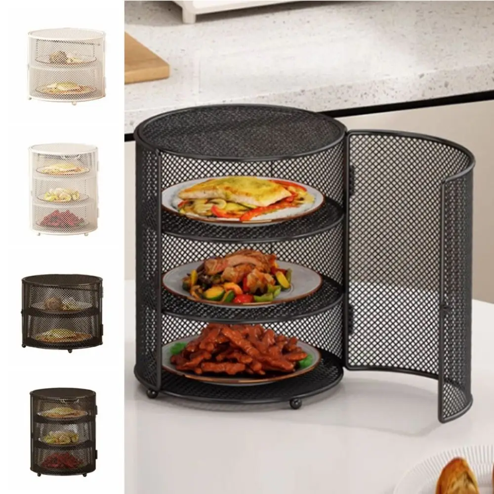 

Dish Rack Stackable Desktop Vegetable Cover round Mesh Kitchen Storage Rack Metal Wire Household Kitchen Food Cover Home