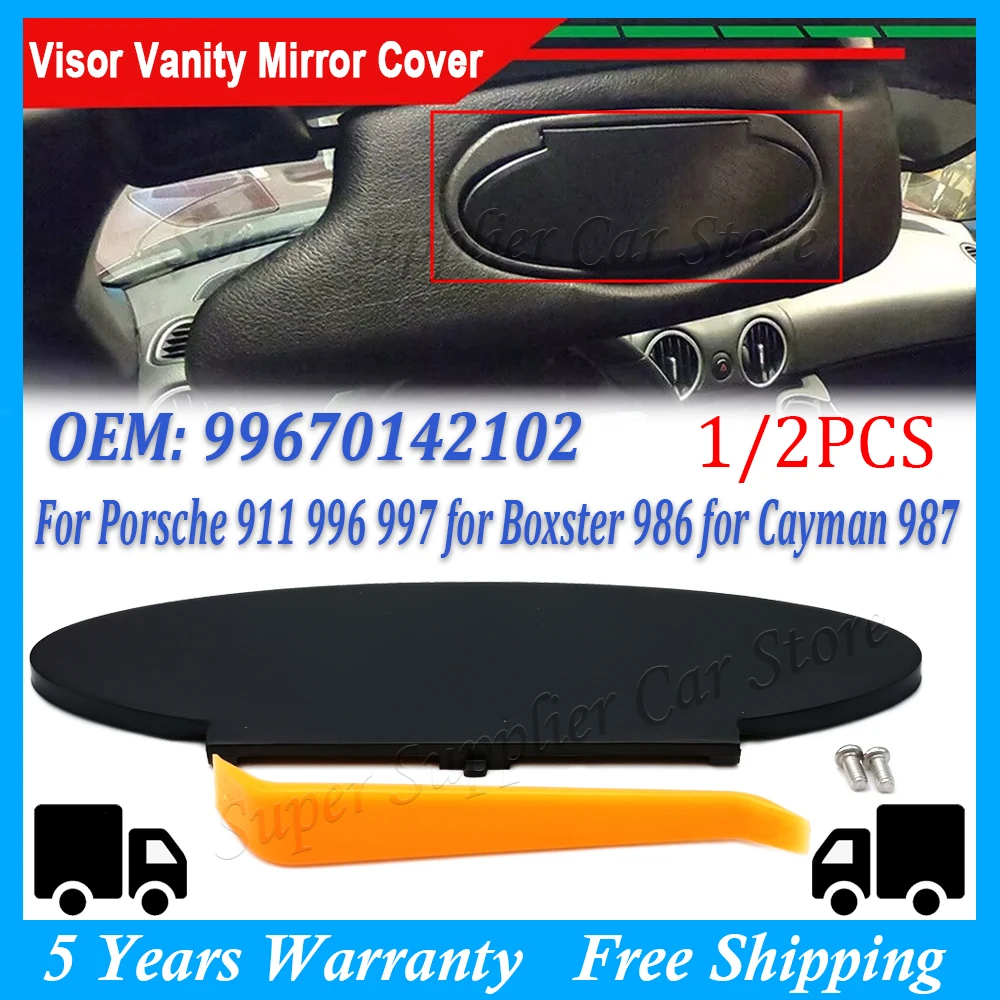 99670142102 For Porsche 911 996/997 Boxster 986 Cayman 987 1996-2010 Car Sun Visor Vanity Mirror Cover with Disassembly Tools