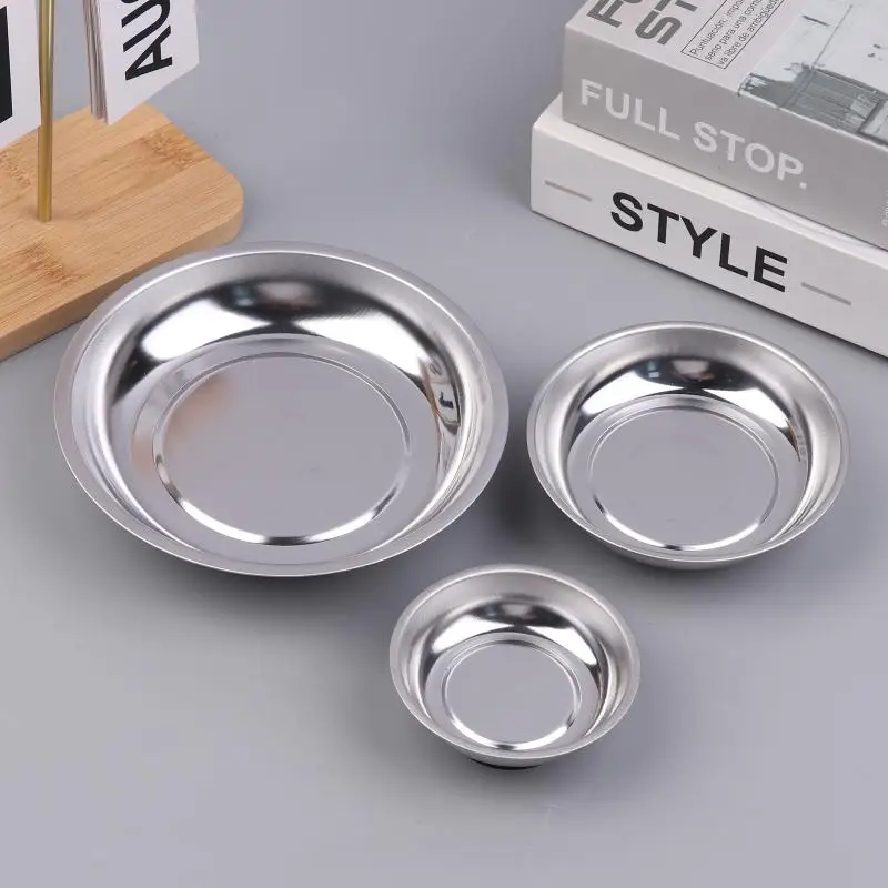

Sliver Circular Magnetic Parts Bowl 3"/4"/6" Magnetic Tray Screw Storage Tray Stainless Steel Tools Tray