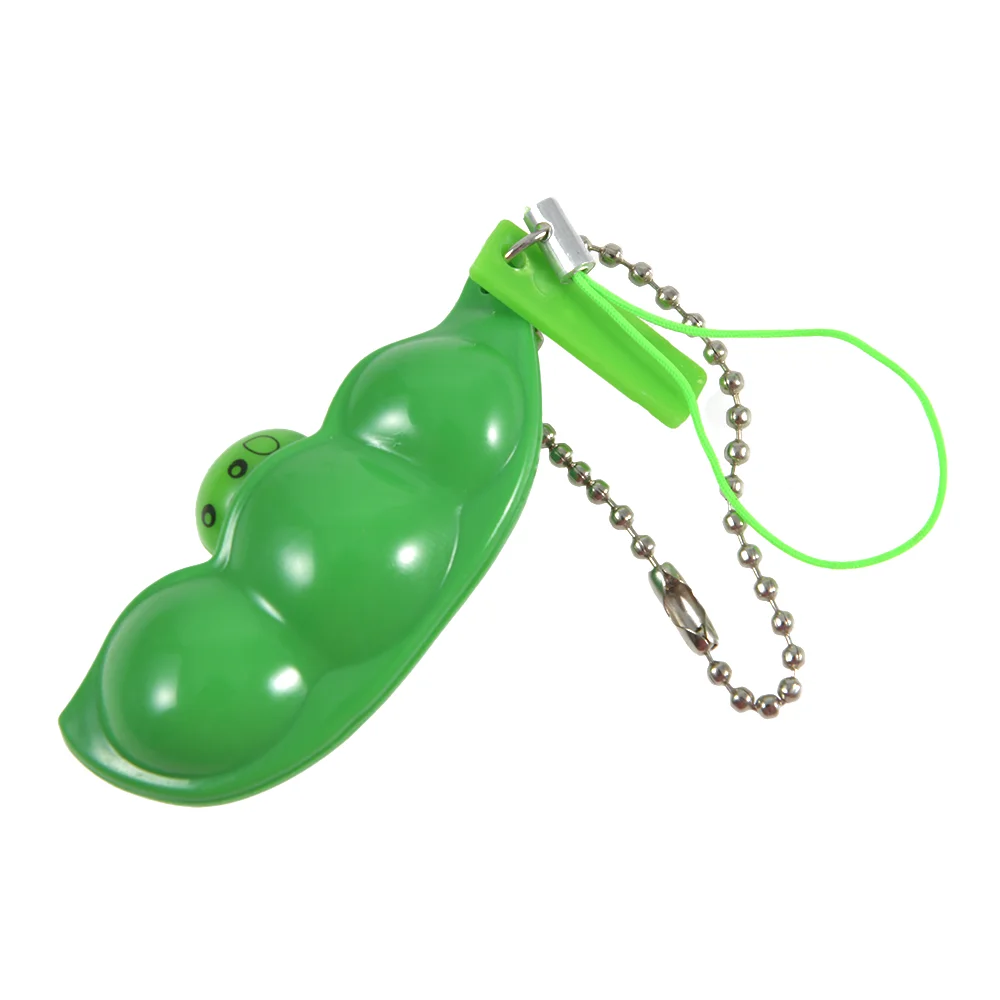 5PCS Cute Extrusion Pea Soybean Edamame Stress Relieve Toy Keychain Bag Charms Trinket