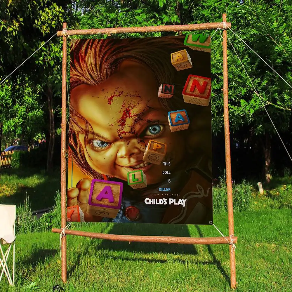 Classic Chucky Horror Movie Large Size Flags Printing Patterns Interesting Birthday Party Decorations Banner