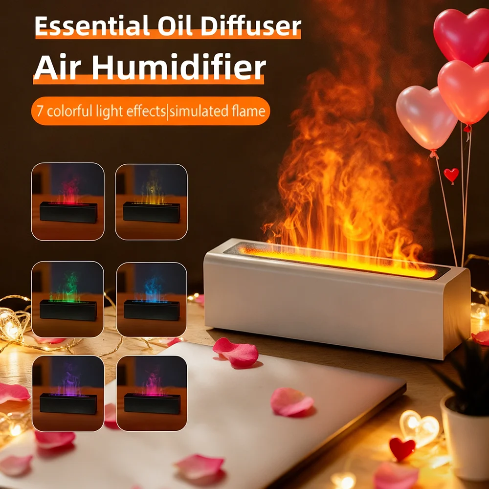 

Simulated Flame Fireplace Aroma Diffuser, with Colorful Lights and 3-Level Timing - Perfect Air Humidifier for Home Office Use