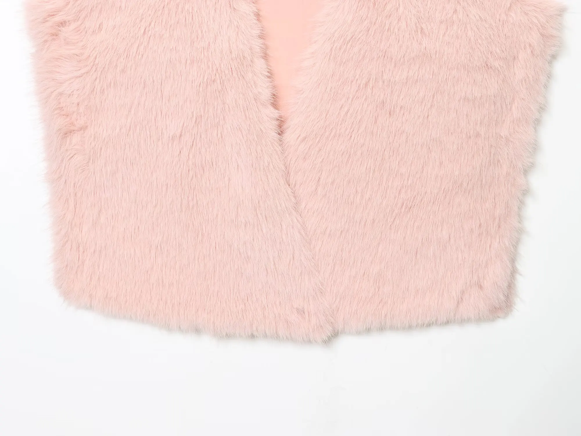 DiYiG WOMAN 2025 شتاء جديد موضة متعدد الألوان قصيرة فو الفراء تأثير سترة أنيقة الخامس الرقبة سليم سترة دون أكمام سترة Mujer