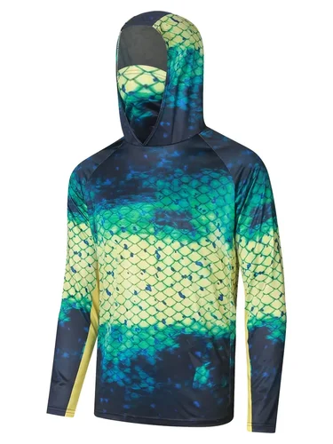 Imagen 2 del producto Hombres Uv Mascarilla Ropa de pesca Sudadera con capucha de manga larga Camisas Sudadera Pesca Jersey con capucha
