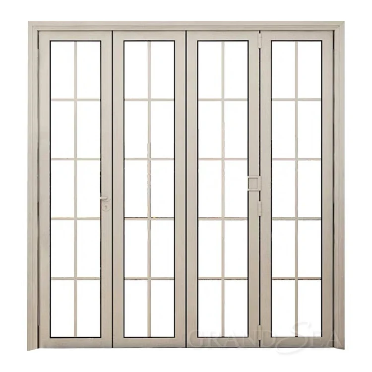 Chocolate Wooden Accordion Doors Timber Interior Soundproof Double Glass Accordion Doors