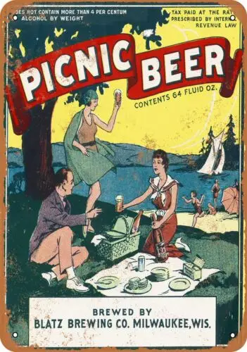 Metal Sign - 1934 Blatz Picnic Beer - Vintage Look Reproduction