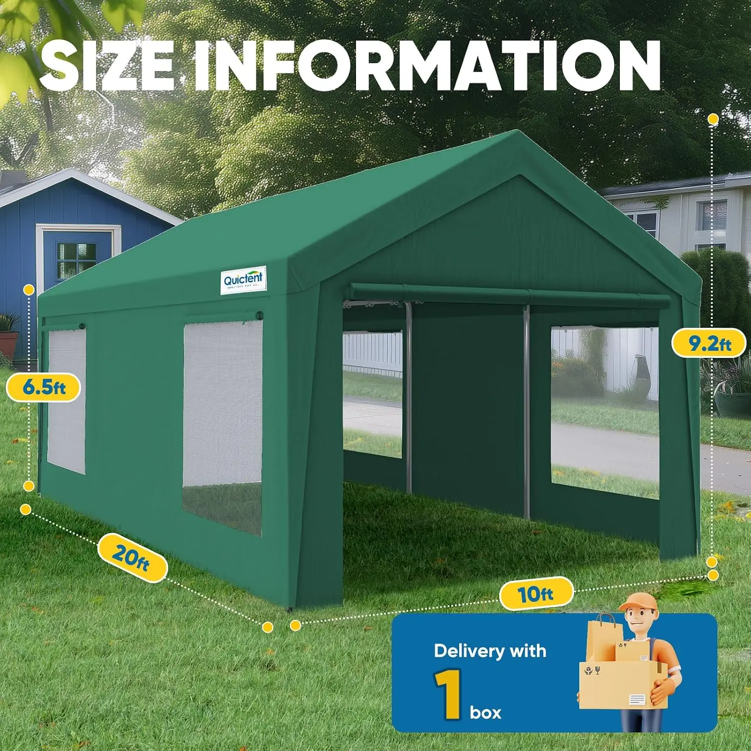 10x20 FT Heavy Duty Upgraded Carport, Reinforced Galvanized Outdoor Garage Canopy Tent with Roll-up Ventilated, Customized