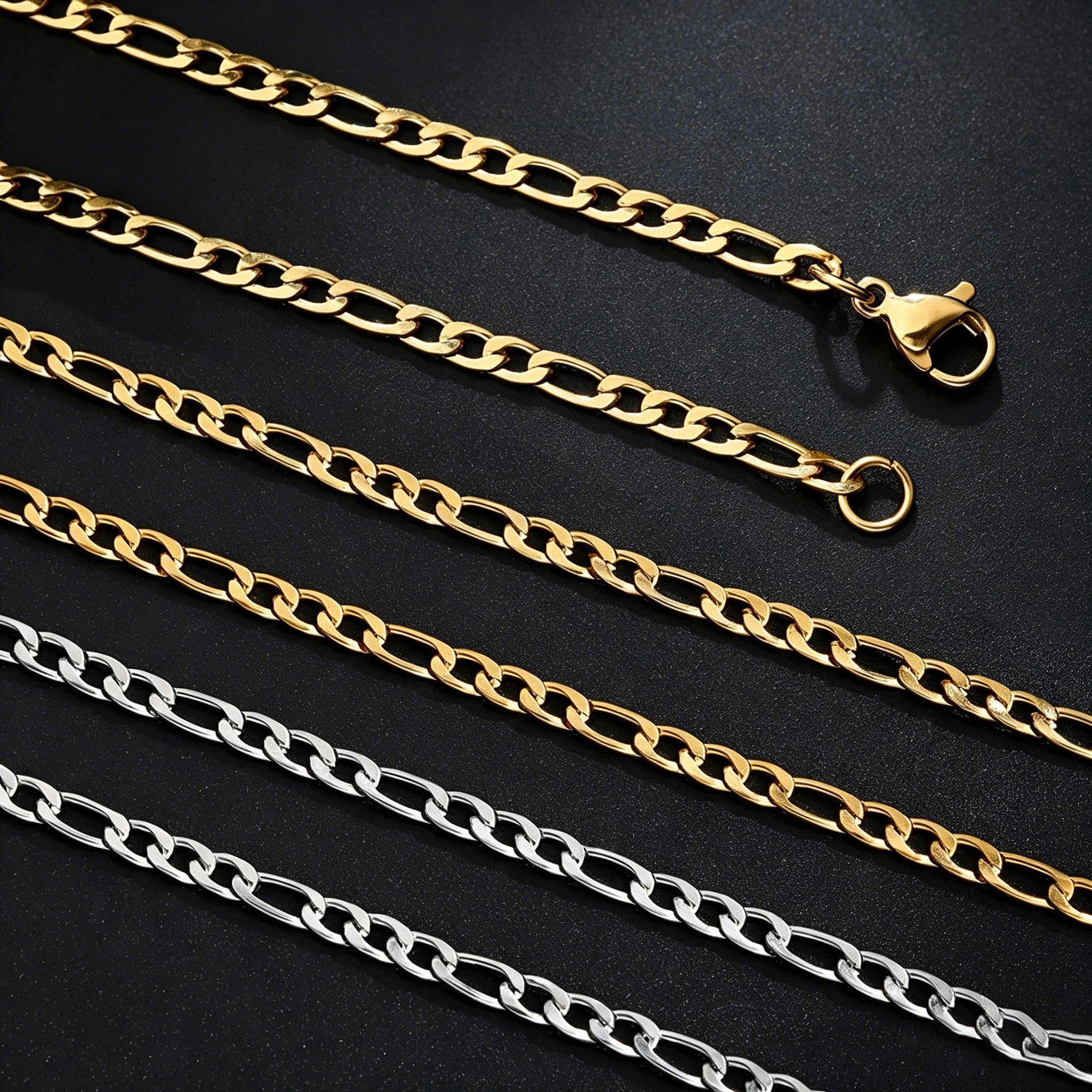 1:3 NK Cuban Chains Stainless Steel Necklaces For Men Women Hip Hop Figaro Necklace Fashion Chain Jewelry Accessories Wholesale