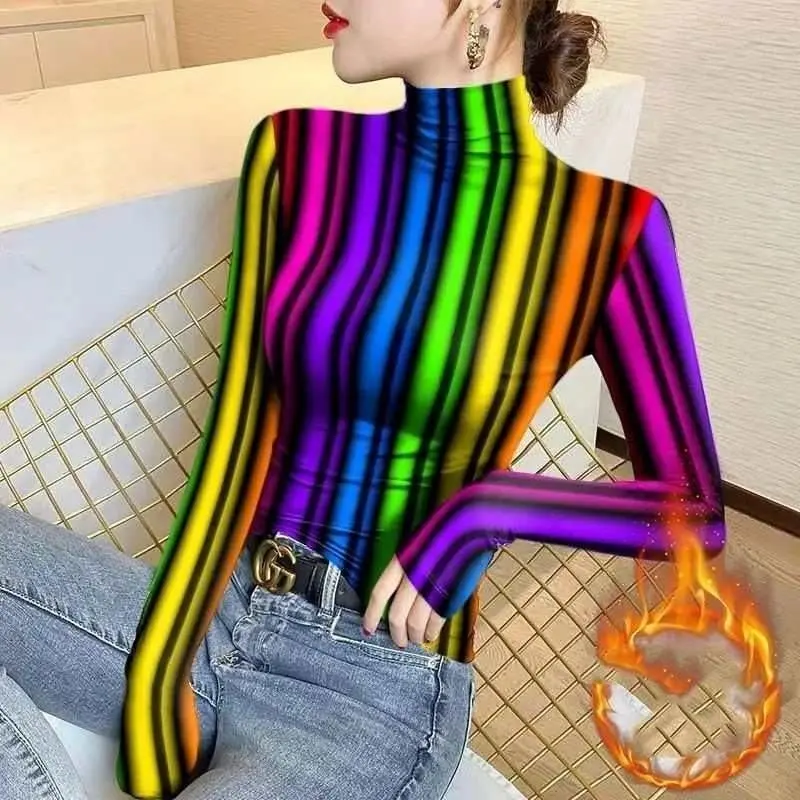 

Женская тонкая футболка Cleanfit с высоким воротом, осенне-зимняя, с длинным рукавом, А-силуэт, из 100% льна