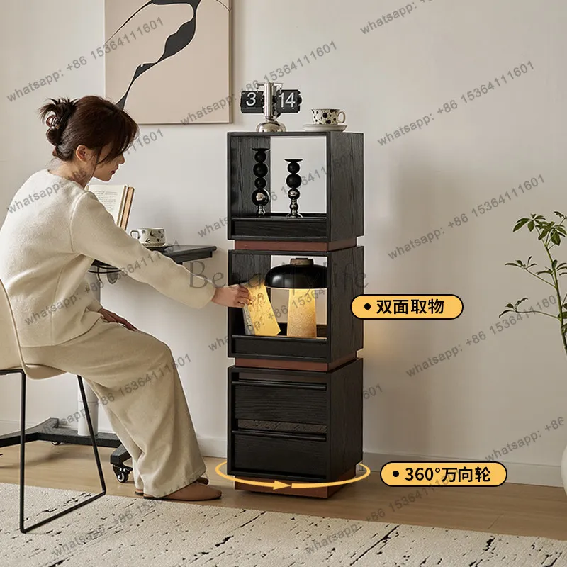 Solid wood edge cabinets, living room sofa side cabinets, removable bookshelves, household storage and display shelves