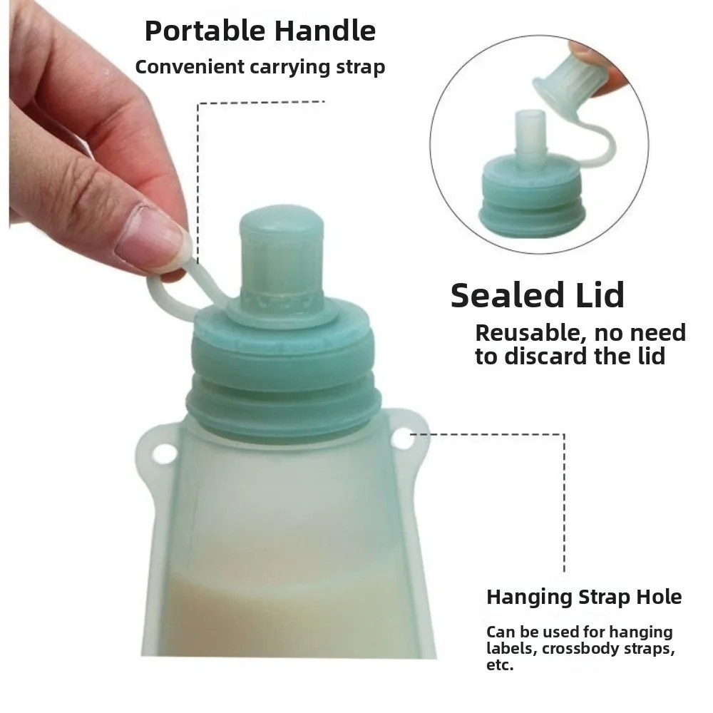 BPA Free Silicone Baby Food Pouch Refillable Leak-proof Squeeze Milk Storage Bag Sealing Storage Reusable Baby Food Container