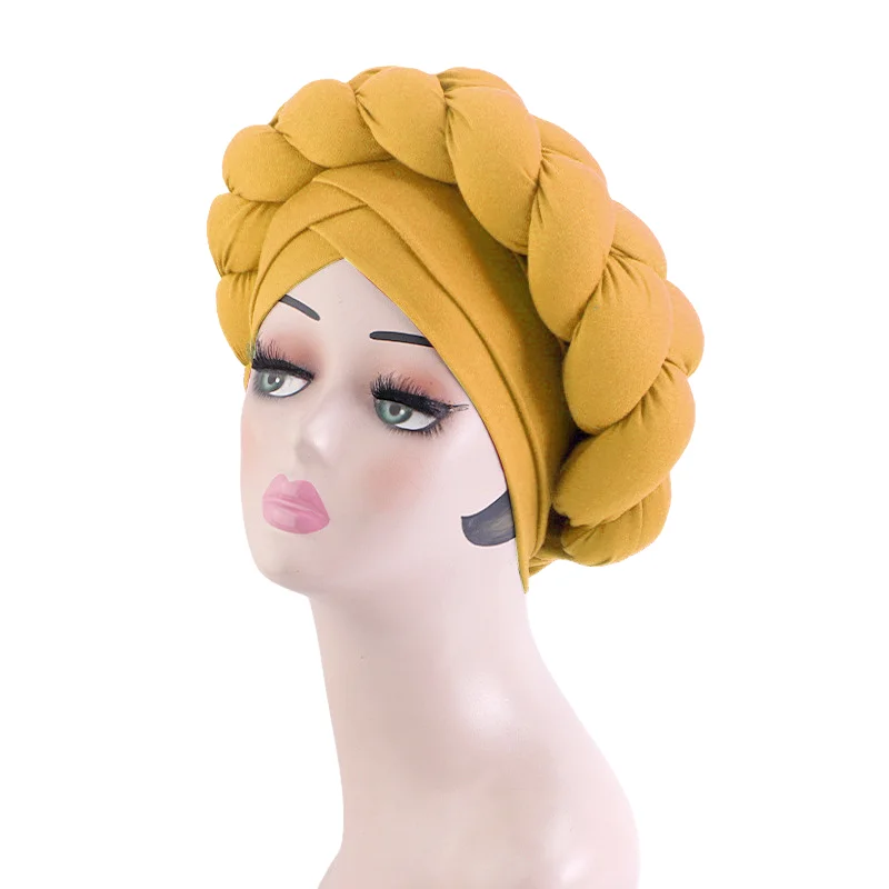 

2026 New Braids Turban Cap for Women Hat African Headtie Beanies Head Wrap Muslim Hijab Gele Headscarf Headwear Bonnet Headgear