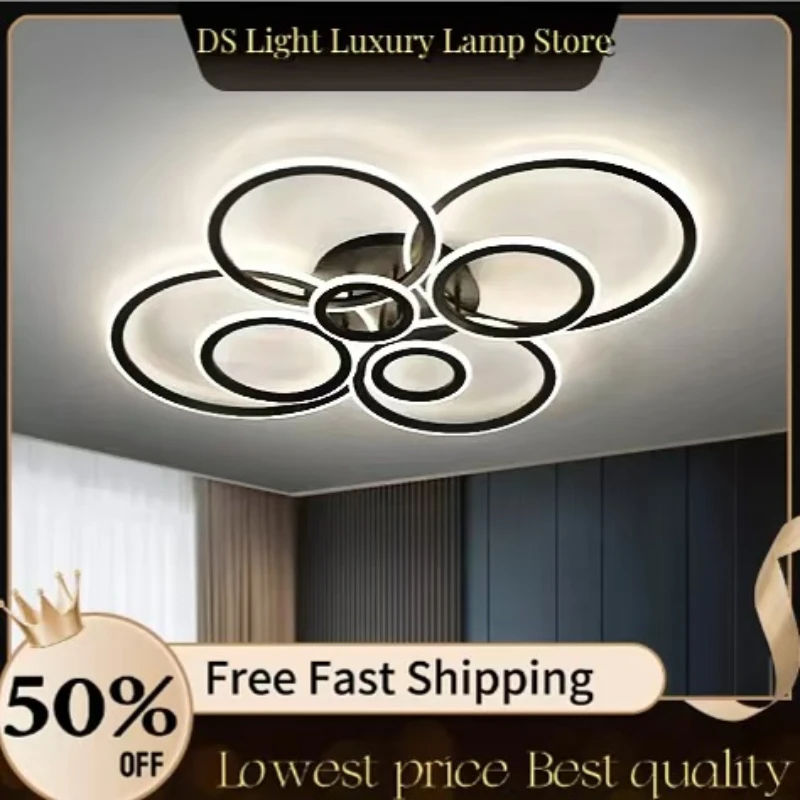 Led Low Noise Ceiling Fan Chandelier Living Dining Table Room Bedroom Kitchen Lights Black White Home Decoration Lamps Fixtures