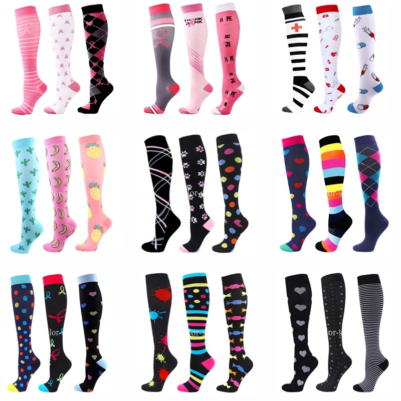 CFS Compression Socks Women Men Knee Stocking 20-30mmHg Edema Diabetes Varicose Veins Nurse Compression Socks Running Sport Sock