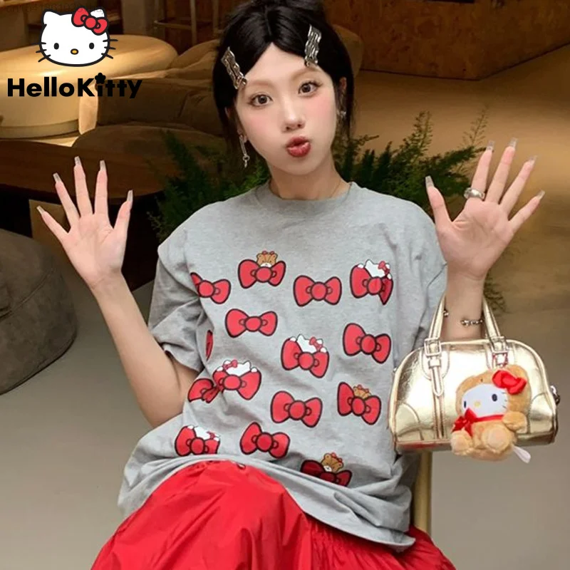 Sanrio Hello Kitty Y2k Short Sleeve T-shirt Women\'s Thin Kawaii 2000s Aesthetic Clothing Tops Girls Harajuku Fashion Cute Tees